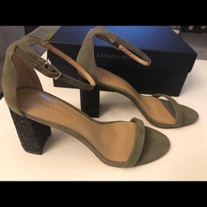 Banana Republic Block Heel Glitter Vicuna Suede